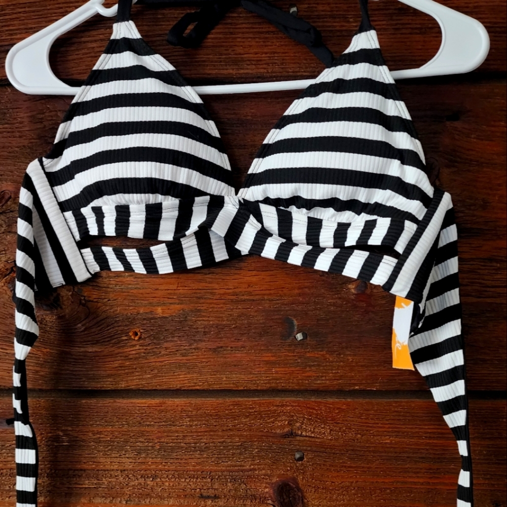 Kona Sol Black and White Bathing Suit Top